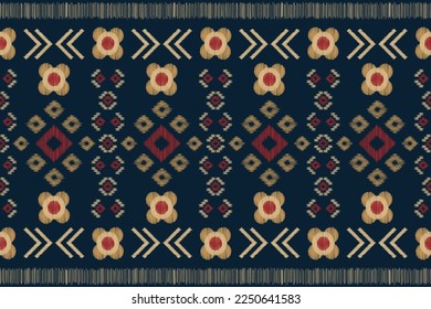 Estilo geométrico del patrón de tejido de Ikat étnico. Borde de Ikat africano Patrón étnico oriental de fondo azul de la Marina. Resumen,vector,ilustración. uso para textura, ropa, envoltura, decoración, alfombra.