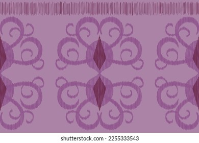 Estilo geométrico del patrón de tejido de Ikat étnico. Borde de Ikat africano. Patrón étnico oriental de fondo morado. Resumen,vector,ilustración.Para textura,ropa,envoltura,decoración,alfombra.
