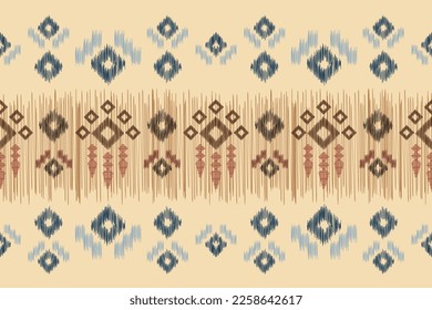 Estilo geométrico del patrón de tela de Ikat de origen étnico. bordado de ikat de origen étnico oriental de color marrón blanco. Resumen,vector,ilustración.Para textura,ropa,envoltura,decoración,alfombra.