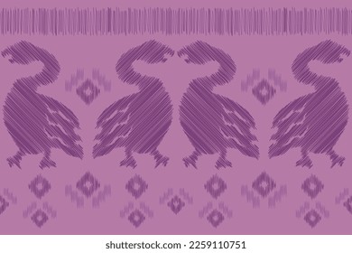 Ethnic Ikat fabric pattern geometric style.African Ikat embroidery bird Ethnic oriental pattern purple background. Abstract,vector,illustration.For texture,clothing,wrapping,decoration,carpet.
