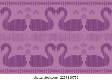Ethnic Ikat fabric pattern geometric style.African Ikat embroidery swan Ethnic oriental pattern purple background. Abstract,vector,illustration.For texture,clothing,wrapping,decoration,carpet.