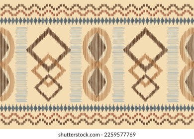 Estilo geométrico del patrón de tela de Ikat de origen étnico. bordado de ikat de origen étnico oriental de color marrón blanco. Resumen,vector,ilustración.Para textura,ropa,envoltura,decoración,alfombra.