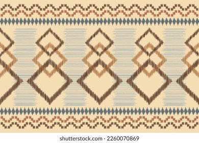 Ethnic Ikat fabric pattern geometric style.African Ikat embroidery Ethnic oriental white brown cream background. Abstract,vector,illustration.For texture,clothing,wrapping,decoration,carpet.