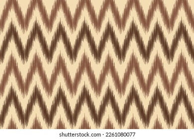 Estilo geométrico del patrón de tela de Ikat de origen étnico. bordado de ikat de origen étnico oriental de color marrón blanco. Resumen,vector,ilustración.Para textura,ropa,envoltura,decoración,alfombra.