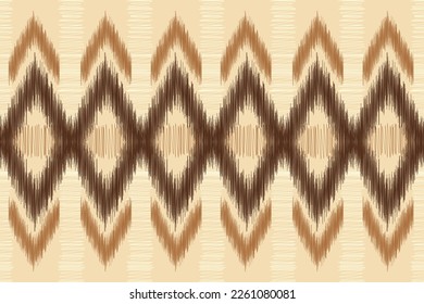 Ethnic Ikat fabric pattern geometric style.African Ikat embroidery Ethnic oriental white brown cream background. Abstract,vector,illustration.For texture,clothing,wrapping,decoration,carpet.