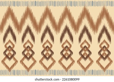 Ethnic Ikat fabric pattern geometric style.African Ikat embroidery Ethnic oriental white brown cream background. Abstract,vector,illustration.For texture,clothing,wrapping,decoration,carpet.