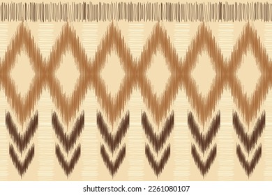 Ethnic Ikat fabric pattern geometric style.African Ikat embroidery Ethnic oriental white brown cream background. Abstract,vector,illustration.For texture,clothing,wrapping,decoration,carpet.