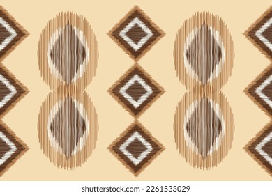 Ethnic Ikat fabric pattern geometric style.African Ikat embroidery Ethnic oriental white brown cream background. Abstract,vector,illustration.For texture,clothing,wrapping,decoration,carpet.