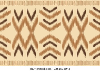 Ethnic Ikat fabric pattern geometric style.African Ikat embroidery Ethnic oriental white brown cream background. Abstract,vector,illustration.For texture,clothing,wrapping,decoration,carpet.