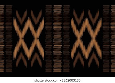 Ethnische Ikat-Stoffmuster geometrischen Stil.afrikanische Ikat Stickerei Ethnisch-orientalisch brauner schwarzer Hintergrund. Abstrakt,Vektorgrafik,Illustration.Für Textur,Kleidung,Umhüllung,Dekoration,Teppich.