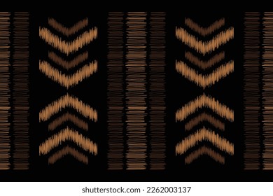Ethnic Ikat fabric pattern geometric style.African Ikat embroidery Ethnic oriental brown black background. Abstract,vector,illustration.For texture,clothing,wrapping,decoration,carpet.