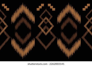 Ethnic Ikat fabric pattern geometric style.African Ikat embroidery Ethnic oriental brown black background. Abstract,vector,illustration.For texture,clothing,wrapping,decoration,carpet.