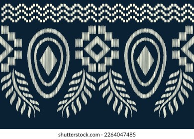 Ethnic Ikat fabric pattern geometric style.African Ikat embroidery Ethnic oriental pattern white blue background. Abstract,vector,illustration.For texture,clothing,wrapping,decoration,carpet.