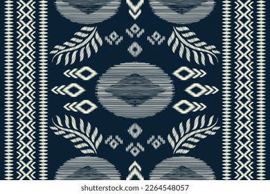 Ethnic Ikat fabric pattern geometric style.African Ikat embroidery Ethnic oriental pattern white blue background. Abstract,vector,illustration.For texture,clothing,wrapping,decoration,carpet.
