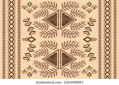 Ethnische Ikat-Stoffmuster geometrischen Stil.afrikanische Ikat Stickerei Ethnische orientalische Muster weißbrauner Creme Hintergrund. Abstrakt,Vektorgrafik,Illustration.Für Textur,Kleidung,Umhüllung,Dekoration,Teppich.