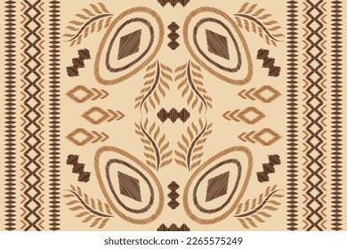 Ethnic Ikat fabric pattern geometric style.African Ikat embroidery Ethnic oriental pattern white brown cream background. Abstract,vector,illustration.For texture,clothing,wrapping,decoration,carpet.