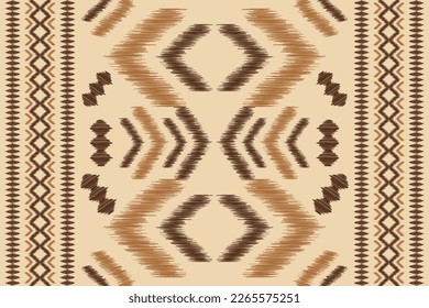 Ethnic Ikat fabric pattern geometric style.African Ikat embroidery Ethnic oriental pattern white brown cream background. Abstract,vector,illustration.For texture,clothing,wrapping,decoration,carpet.
