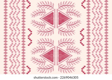 Ethnic Ikat fabric pattern geometric style.African Ikat embroidery Ethnic oriental pattern pink background. Abstract,vector,illustration.For texture,clothing,wrapping,decoration,carpet.