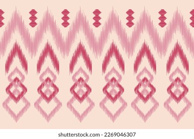 Ethnische Ikat-Stoffmuster geometrischen Stil.afrikanische Ikat Stickerei Ethnische orientalische Muster rosa Hintergrund. Abstrakt,Vektorgrafik,Illustration.Für Textur,Kleidung,Umhüllung,Dekoration,Teppich.
