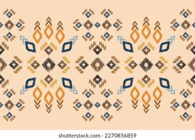 Estilo geométrico del patrón de tejido de Ikat étnico. Borde de Ikat africano Patrón étnico oriental fondo azul marino. Resumen,vector,ilustración.Para textura,ropa,envoltura,decoración,alfombra.