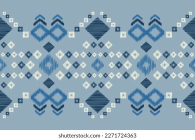 Ethnic Ikat fabric pattern geometric style.African Ikat embroidery Ethnic oriental pattern sky blue background. Abstract,vector,illustration.For texture,clothing,wrapping,decoration,carpet. 