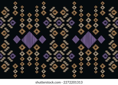 Ethnic Ikat fabric pattern geometric style.African Ikat embroidery Ethnic oriental pattern black background. Abstract,vector,illustration.For texture,clothing,wrapping,decoration,carpet. 
