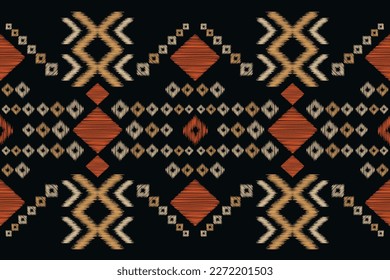 Estilo geométrico del patrón de tejido de Ikat étnico. Borde de Ikat africano. Patrón étnico oriental de fondo negro. Resumen,vector,ilustración.Para textura,ropa,envoltura,decoración,alfombra. 