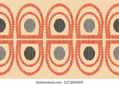 Estilo geométrico del patrón de tela de Ikat de origen étnico. bordado de ikat de origen étnico oriental de color crema marrón. Resumen,vector,ilustración.Para textura,ropa,envoltura,decoración,alfombra.