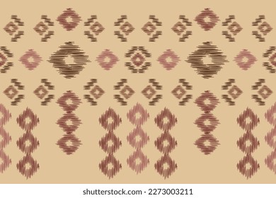Ethnic Ikat fabric pattern geometric style.African Ikat embroidery Ethnic oriental pattern brown cream background. Abstract,vector,illustration.For texture,clothing,wrapping,decoration,carpet.
