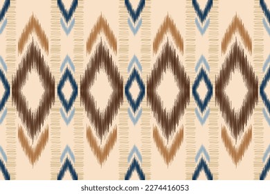 Ethnic Ikat fabric pattern geometric style.African Ikat embroidery Ethnic oriental pattern brown cream background. Abstract,vector,illustration.For texture,clothing,wrapping,decoration,carpet.