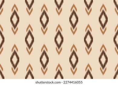 Ethnic Ikat fabric pattern geometric style.African Ikat embroidery Ethnic oriental pattern brown cream background. Abstract,vector,illustration.For texture,clothing,wrapping,decoration,carpet.