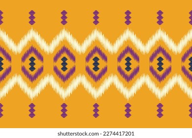 Ethnic Ikat fabric pattern geometric style.African Ikat embroidery Ethnic oriental pattern yellow background. Abstract,vector,illustration.For texture,clothing,wrapping,decoration,carpet.
