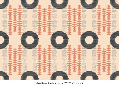Ethnic Ikat fabric pattern geometric style.African Ikat embroidery Ethnic oriental pattern brown cream background. Abstract,vector,illustration.For texture,clothing,wrapping,decoration,carpet.