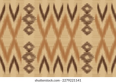 Estilo geométrico del patrón de tela de Ikat de origen étnico. bordado de ikat de origen étnico oriental de color crema marrón. Resumen,vector,ilustración.Para textura,ropa,envoltura,decoración,alfombra.