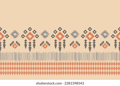 Estilo geométrico del patrón de tela de Ikat de origen étnico. bordado de ikat de origen étnico oriental de color crema marrón. Resumen,vector,ilustración.Para textura,ropa,envoltura,decoración,alfombra.