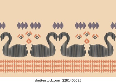 Ethnic Ikat fabric pattern geometric style.African Ikat embroidery Ethnic oriental pattern brown cream background. Abstract,vector,illustration.For texture,clothing,wrapping,decoration,carpet.