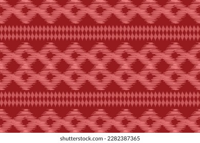 Ethnische Ikat-Stoffmuster geometrischen Stil.afrikanische Ikat Stickerei Ethnische orientalische Muster verkrüppelt roten Hintergrund. Abstrakt,Vektorgrafik,Illustration.Für Textur, Kleidung, Schal, Dekoration, Teppich.