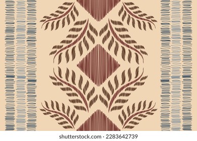 Ethnic Ikat fabric pattern geometric style.African Ikat embroidery Ethnic oriental pattern brown cream background. Abstract,vector,illustration.For texture,clothing,scarf,decoration,carpet.