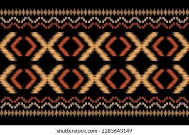 Ethnic Ikat fabric pattern geometric style.African Ikat embroidery Ethnic oriental pattern orange black background. Abstract,vector,illustration.For texture,clothing,scarf,decoration,carpet.