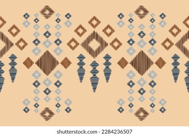 Ethnic Ikat fabric pattern geometric style.African Ikat embroidery Ethnic oriental pattern brown cream background. Abstract,vector,illustration.For texture,clothing,scarf,decoration,carpet.