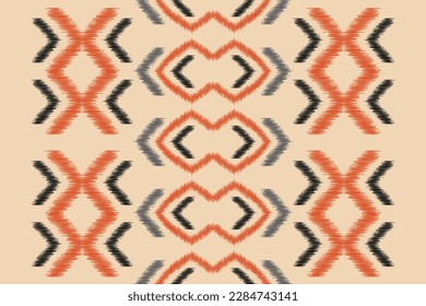 Ethnic Ikat fabric pattern geometric style.African Ikat embroidery Ethnic oriental pattern brown cream background. Abstract,vector,illustration.For texture,clothing,scarf,decoration,carpet.