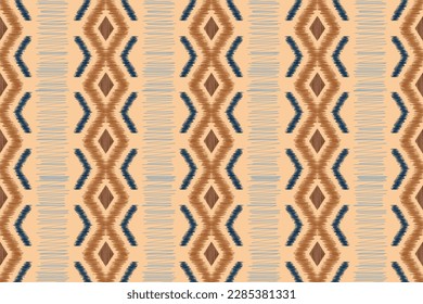 Ethnic Ikat fabric pattern geometric style.African Ikat embroidery Ethnic oriental pattern brown cream background. Abstract,vector,illustration.For texture,clothing,scarf,decoration,carpet.