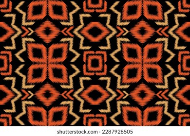 Estilo geométrico del patrón de tejido de Ikat étnico. Borde de Ikat africano. Patrón étnico oriental de fondo negro. Resumen,vector,ilustración.Para textura, ropa, bufanda, decoración, alfombra.