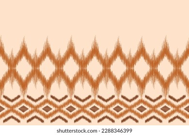Estilo geométrico del patrón de tela de Ikat de origen étnico. bordado de ikat de origen étnico oriental de color crema marrón. Resumen,vector,ilustración.Para textura, ropa, bufanda, decoración, alfombra.