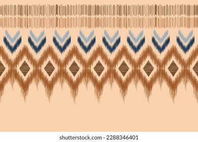 Ethnic Ikat fabric pattern geometric style.African Ikat embroidery Ethnic oriental pattern brown cream background. Abstract,vector,illustration.For texture,clothing,scarf,decoration,carpet.
