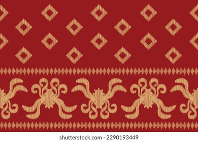 Ethnic Ikat fabric pattern geometric style.African Ikat embroidery Ethnic oriental pattern red background. Abstract,vector,illustration.For texture,clothing,scarf,decoration,carpet.