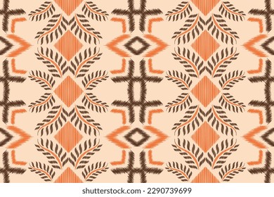 Ethnic Ikat fabric pattern geometric style.African Ikat embroidery Ethnic oriental pattern brown cream background. Abstract,vector,illustration.For texture,clothing,scarf,decoration,carpet.