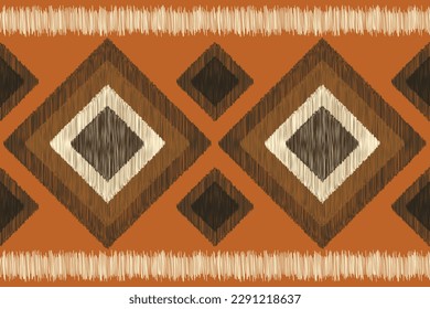 Ethnic Ikat fabric pattern geometric style.African Ikat embroidery Ethnic oriental pattern brown background. Abstract,vector,illustration.For texture,clothing,scarf,decoration,carpet.