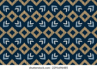 Ethnic Ikat fabric pattern geometric style.African Ikat embroidery Ethnic oriental pattern navy blue background. Abstract,vector,illustration.For texture,clothing,scarf,decoration,carpet.
