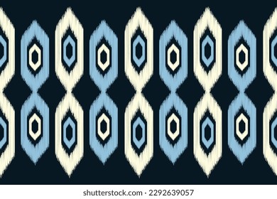 Ethnic Ikat fabric pattern geometric style.African Ikat embroidery Ethnic oriental pattern navy blue background. Abstract,vector,illustration.For texture,clothing,scarf,decoration,carpet.